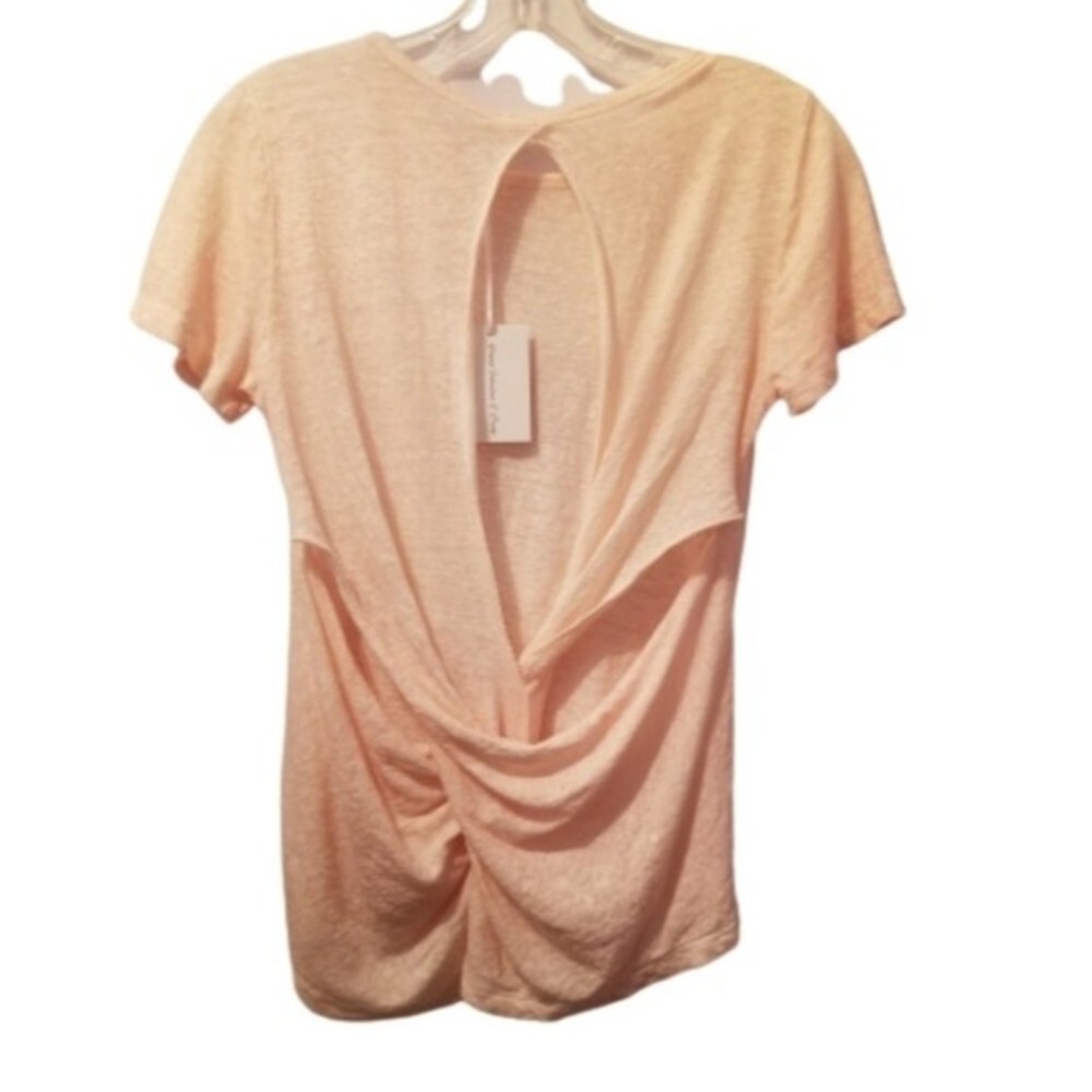 Young Fabulous & Broke Small Pure Linen Open Back Short Sleeve Burn Out Tee